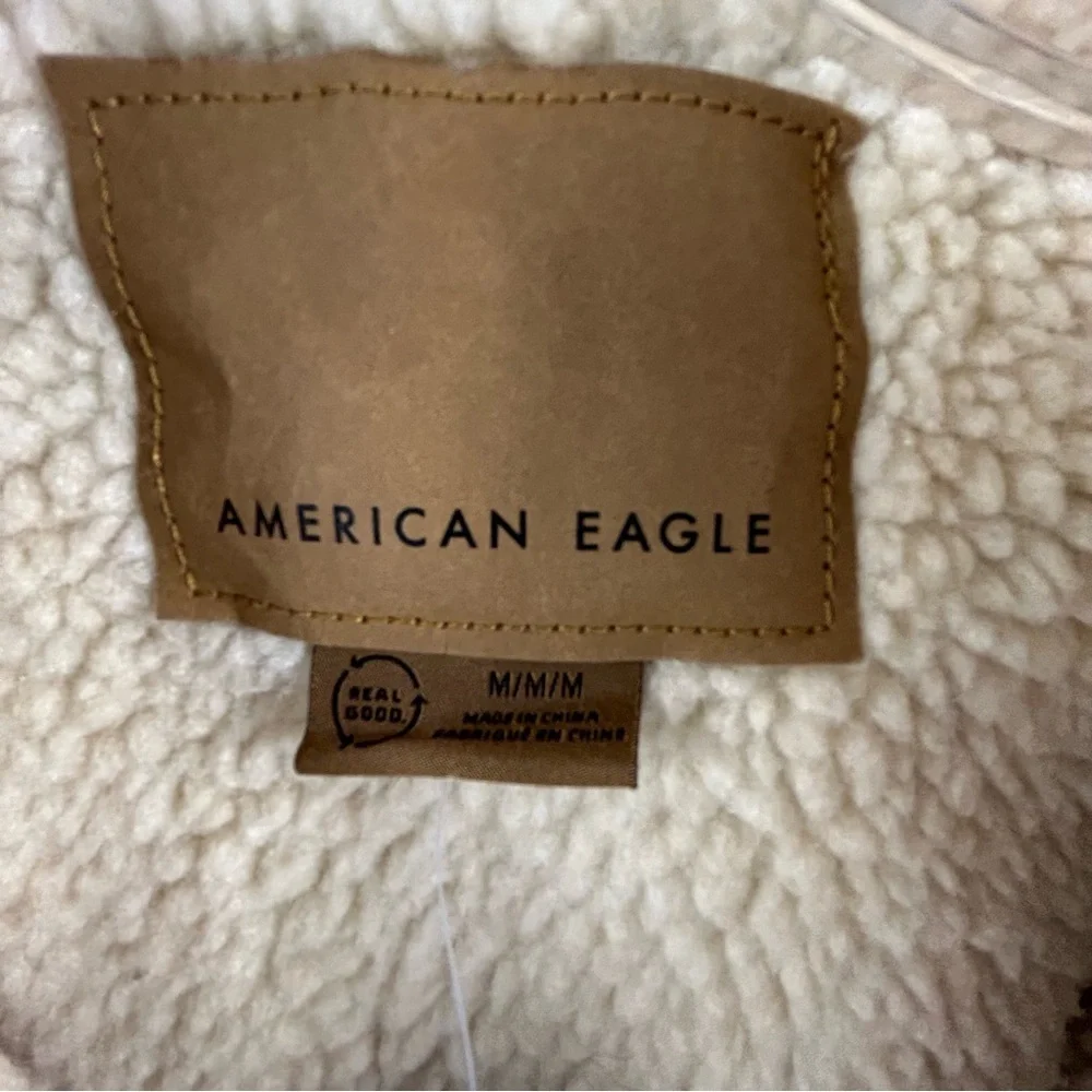American Eagle Men's Sherpa Lined Denim Trucker Jacket Blue‎ Size M